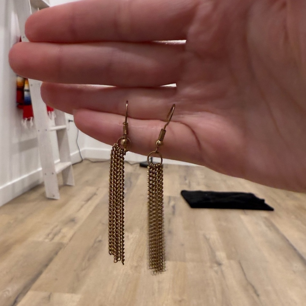 Gold Fringe Dangle Earrings